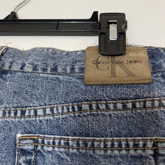 Vintage Calvin Klein Bias cut A line denim midi skirt size 30 - Picture 3 of 7